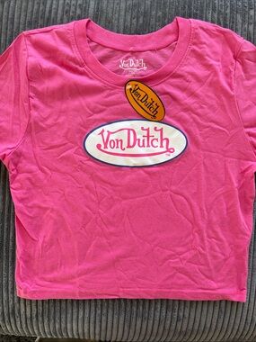 Von Dutch Hot Pink Graphic Logo Tee